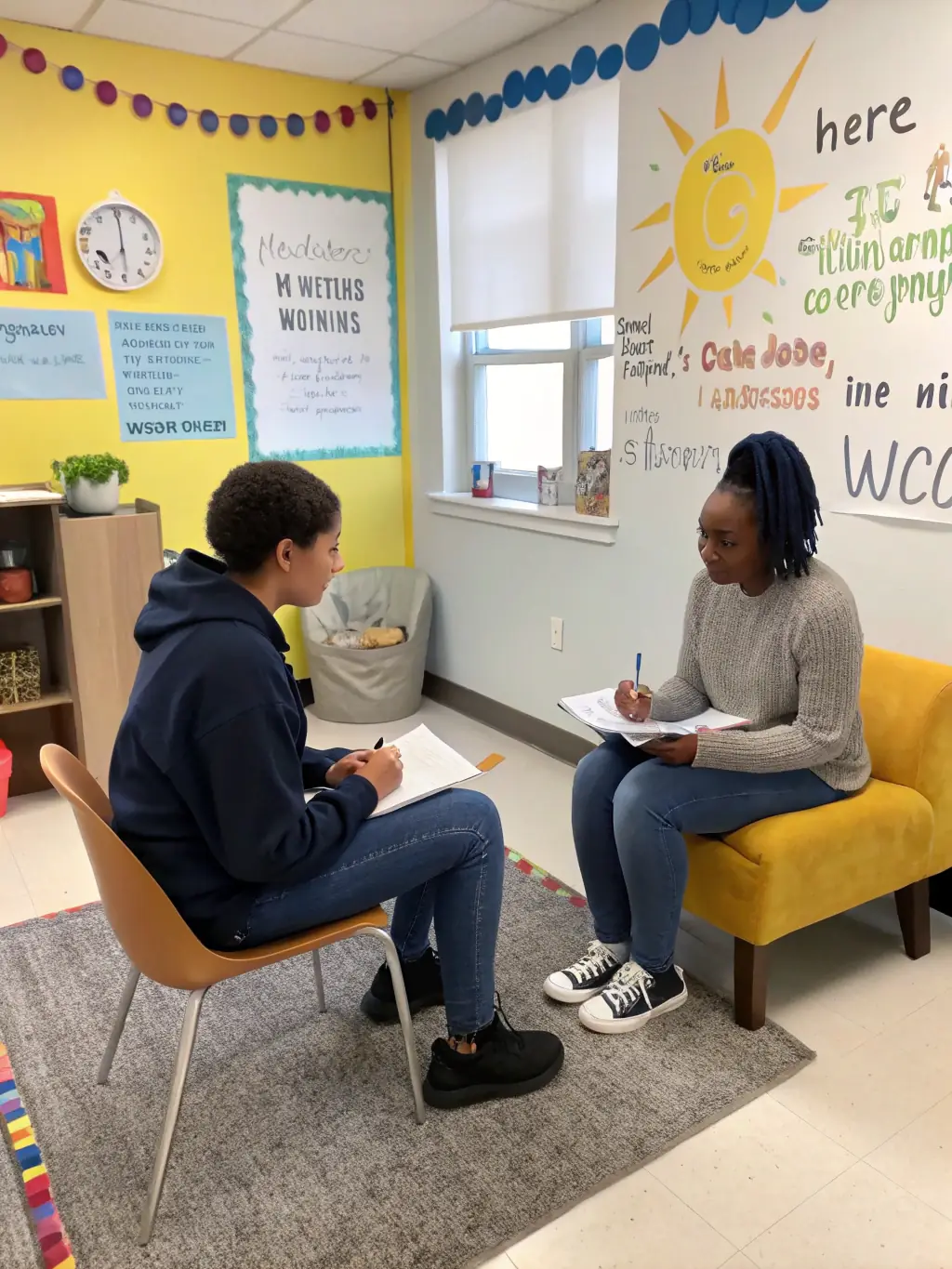 A photograph of students participating in a career workshop at Platform Sixth-Form College, focusing on resume building and interview skills.